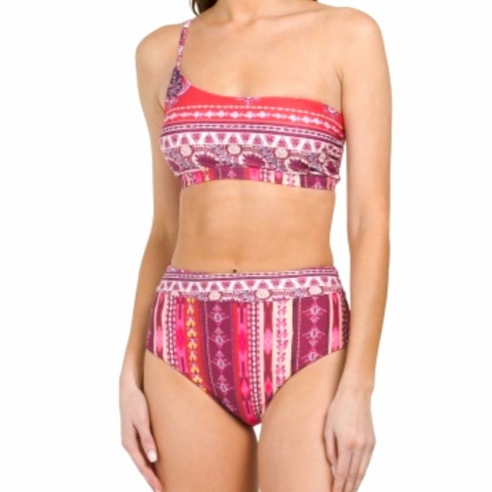 NEW Nanette Lepore Aster Two-Piece High Rise Bikini Swimsuit Sz 6 NWT Beach Pool